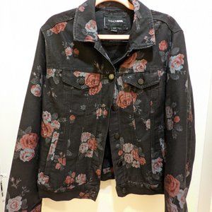 Floral Black Denim Jacket